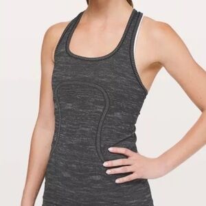WOMEN’S LULULEMON SWIFTLY TECH RACERBACK TANK  Top BLACK Gray  SZ 4 EXCELLENT